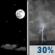 Sunday Night: A slight chance of showers and thunderstorms between 4am and 5am, then a chance of showers and thunderstorms. Mostly clear, with a low around 64. South wind around 3 mph. Chance of precipitation is 30%. New rainfall amounts less than a tenth of an inch possible. Sunday Night: Mostly Clear then Slight Chance Showers And Thunderstorms